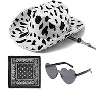 SYTTNUM Cappello da Cowboy Western 3PCS, Mucca Cappello da cowgirl western, Set cappello da cowboy Mucca, Adatto per Balli in Maschera di Carnevale e Feste a Tema Halloween