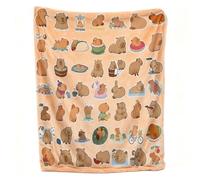 SYTTNUM Capybara Coperta per Bambini,Capybara Coperta in pile di flanella,super morbida, leggera, calda, per divano, letto e divano Coperte100×150cm