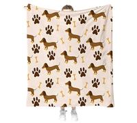 SYTTNUM Coperta per Bassotto, Coperta per Animali Bassotti, Morbido e Confortevole, Coperta in Pile per Cani Con Simpatico Bassotto, Regalo di Natale Perfetto per Adulti, Bambini e Amanti dei Cani