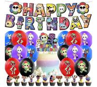 SYTTNUM Dandy Birthday Decoration Supplies,Dandi Decorazioni del Partito,Dandy Cartoon Party Set,Inclusa Decorazione Della Torta Banner a Palloncino,Festa di Compleanno dei Bambini