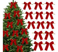 SYTTNUM Fiocchi di Natale 40 Pezzi,Fiocchi di Albero di Natale Mini Rosso, Albero di Natale Appeso Forniture Decorazione, con Fascetta Cravatta, per Albero di Natale, Decorazioni da Appendere