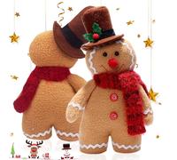 SYTTNUM Natalizio Peluche Omino di Pan di Zenzero Giocattoli di Peluche Pan di Zenzero con Cappello e Sciarpa Bambola per Ragazze e Ragazzi Regali Decorazione di Natale,30cm