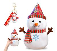 SYTTNUM Peluche Babbo Natale, Peluche Pupazzo di Neve Natalizio, Giocattolo di Peluche Natalizio, Include un Simpatico Portachiavi Regalo di Compleanno, Decorazione Cuscino per la Casa - 23CM