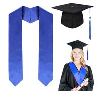 SYTTNUM Set Cappello Fascia Laurea, Set Cappello Laurea, Berretto Universitario Taglia Regolabile, Accademico Per Feste e Cerimonie, Nero Con Dettagli Dorati (blue)