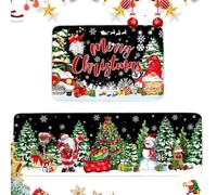 SYTTNUM Tappeto Da Cucina Di Natale 2pcs Zerbino Natalizio Ingresso Assorbenti e Non Slittati Tappetino Da Pavimento Di Natale Allegri Di Natale Stile Da Cucina Decor