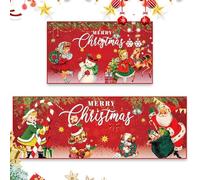 SYTTNUM Tappeto Natale 2pcs Tappeto Babbo Natale, appeti Decorativi Natalizi per Cucina, Ufficio, Camera da Letto, Soggiorno, Decorazioni Festive per Casa, Ideale per il Natale