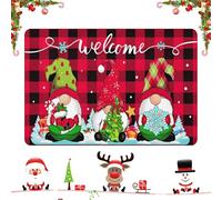 SYTTNUM Tappeto Natalizio, Tappetino Antiscivolo con Motivo Natalizio, Tappeto di Flanella Antiscivolo Lavabile,Ideale per Interni ed Esterni, Zerbino Natalizio Ingresso