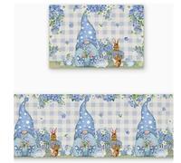 SYTTNUM Tappeto Pasquale Per Interni Ed Esterni,Tappeto Pasquale,Tappetino Per Bagno Antiscivolo, Tappetini Da Cucina Assorbente,Elementi Decorativi Creativi,2pcs (blue1)