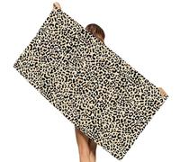 SYTTNUM Telo da Spiaggia con Stampa Leopardo, Leopardo Telo Mare, Telo da Spiaggia a Stampa Animale, Adatto ad Adulti e Bambini per il Nuoto Fitness in Spiaggia, 75 * 150cm