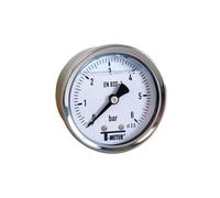 Syveco 1622005 Serie 1622 - Alloggiamento in acciaio INOX, indicatore di pressione, per bagno, assiale, 1/4" BSP, diametro 50 mm, 0/6 bar