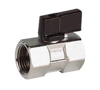 Syveco 697002 Serie 697 - Mini rubinetto a sfera in ottone, PN16, FF con decompressione, manico nero, 1/4" BSP FF