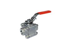 Syveco 703420 Serie 7034 - Rubinetto a sfera, flangia, 3 pezzi, PN40, piastra ISO, falò di sicurezza, manico piatto in acciaio inox rosso, area eccellenza, M20 PN40