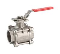 Syveco 740008 Serie 740 - Rubinetto a sfera, 3 pezzi, in acciaio inossidabile, PN63, piastra ISO, manico in acciaio INOX, portata iniziale, 1" 1/2 BSP