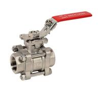 Syveco 747002 Serie 745 - Rubinetto a sfera in acciaio INOX PN63 FF, montaggio diretto a piastra ISO, HT, manico in acciaio inox rosso, range di potenza, 1/4" BSP