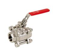 Syveco 790002 Serie 790 - Set di 3 rubinetti a sfera in acciaio INOX PN63 FF, impugnatura in acciaio inox rossa, area iniziale, 1/4" BSP x 1/4" BSP