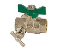 Syveco Valvola a sfera in ottone 526004 serie 526 PN40, FF con spurgo, NFC, maniglia a farfalla verde, 1/2" BSP