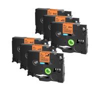Sywchrf 6pk tappeti di etichetta compatibili per TZE-C31 TZ B31 D31 12mm nero su arancione verde fluorescente Giallo funziona con i produttori di etichette(6PK fluo orange)