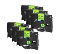 Sywchrf 6pk tappeti di etichetta compatibili per TZE-C31 TZ B31 D31 12mm nero su arancione verde fluorescente Giallo funziona con i produttori di etichette(6PK fluo yellow)