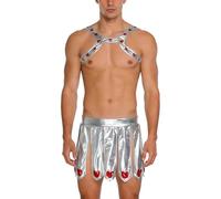 Sywiyi Costume da uomo con scritta in lingua tedesca "Dio dell'amore", per cosplay, per cosplay e vestito, con spacco, colore argento, L