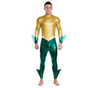 Sywiyi Costume da uomo Nettuno, re dei mari, gioco di ruolo, per feste a tema, cosplay, per carnevale, colore: oro e verde, XL