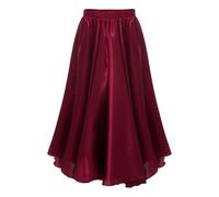 Sywiyi Gonna da danza in chiffon, a 360 gradi, a forma di flamenco, in tinta unita, per bambini, valzer jazz standard, per danza, bordeaux, 146-152 cm