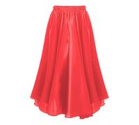 Sywiyi Gonna da danza in chiffon, a 360 gradi, a forma di flamenco, in tinta unita, per bambini, valzer jazz standard, per danza, Colore: rosso, 146-152 cm