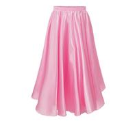 Sywiyi Gonna da danza in chiffon, a 360 gradi, a forma di flamenco, in tinta unita, per bambini, valzer jazz standard, per danza, Colore: rosa., 122-128 cm
