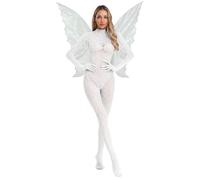 Sywiyi Lingerie sexy da donna, costume da fate, cosplay, body ocking con ali, trasparente, biancheria intima, bianco, taglia unica