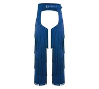 Sywiyi Pantaloni da uomo in pelle scamosciata Chaps con frange nappe vintage western cowboy Costume festa a tema, costume da carnevale blu XXL
