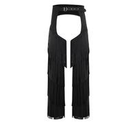 Sywiyi Pantaloni da uomo in pelle scamosciata Chaps con frange nappe vintage western cowboy costume festa a tema, costume da carnevale nero M