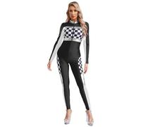 Sywiyi Tuta da corridore da donna, divisa, costume sexy, tuta da corsa, costume da corsa, per feste a tema, carnevale, colore nero, M