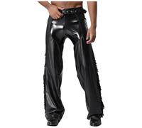 Sywiyi Western Chaps - Pantaloni lunghi da uomo, in similpelle, con frange, da cowboy