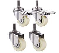 Sywlwxkq Ruote da Trasporto, Ruote in Nylon, Acciaio Inossidabile 304, Ruote girevoli con Freno, 360 ° Rotazione, Ruote per impieghi gravosi, bulloni M8 / M10 / M12, 2 Freni + 2 Senza Freni