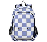 SyXIOP Accessori zaino per bambini 8-12: borsa libri leggera per adolescenti in colori assortiti - Plaid americano viola e bianco