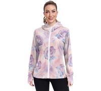 SyXIOP Acquarello Elegante Viola Rose Zip Up Giacca Manica Lunga Cool Camicie UPF 50+ Protezione Escursionismo All'aperto, Acquarello Elegante Rose Viola, M