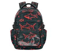 SyXIOP Angry Animal Shark Fish Rosso Nero Trasparente Zaino per Bambini per la Scuola Impermeabile Zaino Casual Borsa da Viaggio per Ragazzi Ragazze Età 7-18 mochilas de ninas para escuela