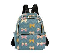 SyXIOP Arancio-rosa Bow 12.5 Pollici impermeabile spalla laptop zaino donna libro borsa per viaggio e lavoro, Fiocco arancione-rosa, S, Casual