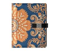 SyXIOP Arancione Retro Fiori Pelle Foderato Notebook Journal delicato soggetto notebook college per diario 6.7x9.2