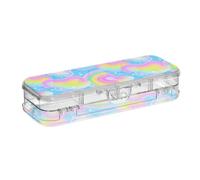 SyXIOP Arcobaleno Di Paillettes Finte Colorate Progettato Plastica Matita Box Trasparente Doppio Deck Penne Scatole Per Cancelleria Con Coperchio Snap-Tight