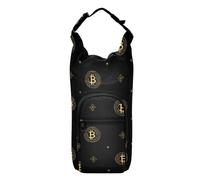 SyXIOP Bitcoin Segno Bottiglia D'acqua Nero Spalla Carrier Elegante Sling Porta Bottiglia D'acqua 20/24/32/4 Oz per Adulti Bambini Camminare Escursionismo Campeggio Viaggi Bolsa para Botella De Agua