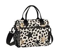 SyXIOP Black and Golden Stars Large Mens Lunch Bag con tracolla Lunch Boxes per Teen per Outdoor lonchera economica para Mujer