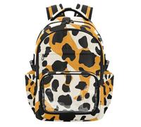 SyXIOP Black and Oringe - Zaino trasparente con stampa leopardata, impermeabile, con cuciture rinforzate per ragazzi e ragazze, età 7-18 anni