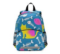 SyXIOP Blu Cartoon Cat Fish Bone Silhouette bambini zaino scuola elementare coulisse libri borsa per bambini mochila para ni?as