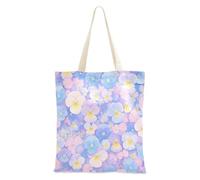 SyXIOP Blu chiaro e rosa viole del pensiero fiori di tela Tote Bulk con manici Tote Bag Economico Borsa della spesa per gli insegnanti Bolsa de lona