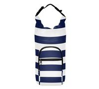 SyXIOP Blu e Bianco Strisce Orizzontali Bottiglia D'acqua Sacchetto di Immagazzinaggio Versatile Porta Bottiglia D'acqua 20/24/32/4 Oz per Adulti Bambini Camminare Escursionismo Campeggio Viaggi Bolsa