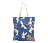 SyXIOP Blu e Dorato Giapponese Cloud Crane Media Canvas Tote Bag con manici Borse di Tela Shopping Tote Bag Economici per Uso quotidiano Bolsa de lona
