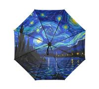 SyXIOP Blu e Nero Cielo Stellato Antivento Ombrello Da Viaggio Automatico Ombrelli per Donne Uomo Adatto Auto Walking