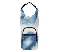 SyXIOP Blu e Oro Marmo Bianco Bottiglia D'acqua Imbracature Durevole Piccola Sling Bag con Porta Bottiglia D'acqua 20/24/32/4 Oz per Adulti Bambini Camminare Escursionismo Campeggio Viaggi Accessori