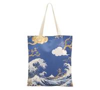 SyXIOP Blu e Oro Onde e Nuvole Borsa per laptop in Tela con manici Borse di Tote Borse di Tela Bulk Per Artigianato per Uso quotidiano Bolsa de lona