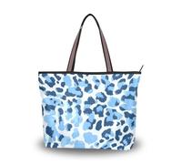 SyXIOP Blu Estate Leopard Print tessuto di seta borse con cerniera per le donne borse riutilizzabili per le donne spalla Prom Fidanzamento Cocktail Party Wedding, Stampa leopardata estiva blu, Large